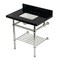 Kingston Brass 30-Inch Black Granite Console Sink with Brass Legs and Shelf, 8-Inch, 3-Hole KVPK3030KBSQB6 - alternate 1