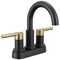 Delta Nicoli Two Handle Centerset Bathroom Faucet, 6.63 in, Matte Black / Champagne Bronze 25749LF-GZ - alternate 1