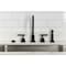Kingston Brass Double-Handle Widespread Kitchen Faucet with Knurled Handle and Brass Sprayer, Matte Black KS8720KNLBS - alternate 2