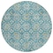 Homeroots 8' Teal Blue Gray And Gold Round Floral Washable Indoor Outdoor Area Rug 595993 - alternate 2