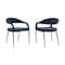 Homeroots Set of Two Blue And Black Upholstered Polyester Open Back Dining Arm Chairs 569423 - alternate 4