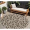 Homeroots 8' Brown And Beige Round Geometric Washable Indoor Outdoor Area Rug 599270 - alternate 1