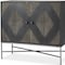Homeroots 36in Dark Brown and Silver Solid Wood and Iron Carved Geometric Accent Cabinet With Two Doors 611059 - alternate 3