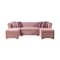 Homeroots Pink Velvet U Shaped Three Piece Sofa and Chaise Sectional With Toss Pillows 643893 - alternate 1