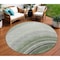 Homeroots 8' Green And Artichoke Green Round Abstract Washable Indoor Outdoor Area Rug 577303 - alternate 1