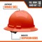 Malta Dynamics Full Brim Hard Hat, Polyethylene, 4 Point Ratchet, Type 1, Class E and G, Orange HHO2004-Case - alternate 4