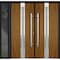 Vdomdoors Metal Double Doors Deux 1744 Natural Oak Frosted Glass 1 Sidelight Entry Modern Painted 86x80 (W72+ DEUX1744DEXD-OAKB-W72+14xH80-RH-I - alternate 1