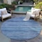 Homeroots 8' Denim Blue And Sky Blue Round Abstract Washable Indoor Outdoor Area Rug 618270 - alternate 2