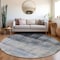 Homeroots 8' Round Navy and Gray Round Ombre Washable Non Skid Indoor Outdoor Area Rug 563651 - alternate 3