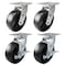 Hyw Products Heavy Duty Caster Set 6in Plastic Wheels, 2 Swivel & 2 Swivel with Brake, 4PK 40-60S-A1-HP-2,40-60S-A1-HP-TB-2 - alternate 1