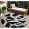 Homeroots 8' Black Ivory And Gray Round Abstract Washable Indoor Outdoor Area Rug 599108 - alternate 1