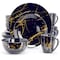 Elama Fine Marble 16 Piece Ceramic Dinnerware Set in Dark Blue with Gold Veining EL-FINEMARBLE-DB-GLD - alternate 2