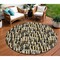 Homeroots 8' Black Gold And Ivory Round Abstract Washable Indoor Outdoor Area Rug 602547 - alternate 1