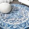 Jonathan Y Bohemian FLAIR Boho Vintage Medallion Cream/Blue 5 ft Round Area Rug BMF106B-5R - alternate 1