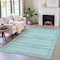 Homeroots 9' X 12' Aqua And Ivory Striped Washable Indoor Outdoor Area Rug 631477 - alternate 4