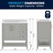 Flash Furniture Vega 36in. Vanity w/Sink, Cabinet w/Gold Hardware, Open Shelf & 3 Drawers, Marble Counter, Gry/Wht FS-VEGA36-KD-GY-HDGLD-GG - alternate 3
