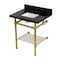 Kingston Brass 30-Inch Black Granite Console Sink with Brass Legs and Shelf, 8-Inch, 3-Hole KVPK30KBSQB7 - alternate 1