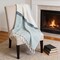 Homeroots 50" X 60" Teal Blue And Ivory Color Block Cotton Throw Blanket with Fringe 518805 - alternate 2