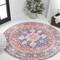 Jonathan Y Maris Ornate Medallion Non-Slip Machine-Washable Terracotta/Navy 6 ft Round Area Rug WSH109A-6R - alternate 1