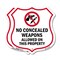 Signmission Concealed Carry Shield Sign No Concealed, 12 inch X 12 inch, Plastic Sign, 2PK SHI-P-2PACK-12-372 - alternate 1