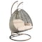 Leisuremod Wicker Hanging 2 person Egg Swing Chair With Outdoor Cover, Beige ESC57BG-C - alternate 1