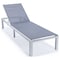 Leisuremod Marlin White Aluminum Patio Chaise Lounge Chair with Square Fire Pit Table, Dark Grey MLWCF21-77DGR - alternate 2