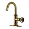 Kingston Brass One-Handle Single-Hole Bathroom Faucet with Deck Plate and Push Pop-Up Drain, Antique Brass KSD2213RNX - alternate 1