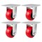 Hyw Products Heavy Duty Caster Set 4in Polyurethane on Plastic Wheels, 4 Rigid, 4PK 40-40R-A1-PU-4 - alternate 1