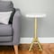 Homeroots 22" White And Gold Marble And Iron Round Pedestal End Table 556546 - alternate 3