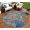 Homeroots 8' Navy Blue Orange And Ivory Round Abstract Washable Indoor Outdoor Area Rug 596880 - alternate 1