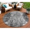 Homeroots 8' Gray Charcoal And Silver Round Abstract Washable Indoor Outdoor Area Rug 582922 - alternate 1
