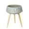 Homeroots Gray Cement And Wood 81 Ounce Round Distressed Pot Planter With Stand 517964 - alternate 1