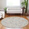 Homeroots 8' Linen And Gray Round Geometric Washable Indoor Outdoor Area Rug 616558 - alternate 5