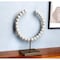 Homeroots 16" White and Gold Wood and Metal Modern Abstract Tabletop Sculpture 392494 - alternate 3