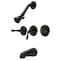 Kingston Brass Triple-Handle Tub and Shower Faucet, Matte Black KB2230YL - alternate 1