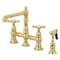 Kingston Brass Bridge Kitchen Faucet with Brass Sprayer, Polished Brass KS7272BEXBS - alternate 1