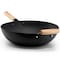 Oster Northcliffe 13.5 Inch Round Carbon Steel Flat Base Wok with Wooden Handles 143757.01 - alternate 2