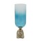 Homeroots 18" Blue White And Gold Ombre Glass And Aluminum Pedestal Table Vase 565456 - alternate 2