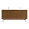 James Martin Vanities Laurent 72" Dbl Vanity, Honey Oak w/ Sgl Hole 3 CM White Zeus Silestone Top and Matching Backsplash 545-V72-HNO-1WZ - alternate 1