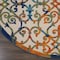 Homeroots 8' Ivory Blue Orange And Green Round Trellis Indoor Outdoor Area Rug 546799 - alternate 4