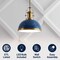 Jonathan Y Homer 13" 1-Light Modern Industrial Metal LED Dome Pendant, Navy/Brass Gold JYL9536G - alternate 2