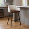 Homeroots 30" Ivory Brown And Black Boucle Faux Leather And Steel Bar Height Swivel Bar Chair 654240 - alternate 2