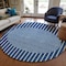 Homeroots 8' Navy Blue And Gray Round Striped Washable Indoor Outdoor Area Rug 597183 - alternate 2