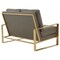 Leisuremod Jefferson Leather Loveseat with Gold Frame, Grey JAG53GR-L - alternate 2