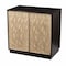 Homeroots 32in Dark Brown And Natural Carved Floral Sideboard with Two Doors 401696 - alternate 4
