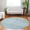 Homeroots 8' Teal Blue And Ivory Round Trellis Washable Indoor Outdoor Area Rug 616498 - alternate 2