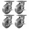Hyw Products Heavy Duty Caster Set 6in Steel Wheels, 4 Swivel with Brake, 4PK 40-60S-A1-SS-TB-4 - alternate 1