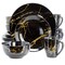 Elama Fine Marble 16 Piece Ceramic Dinnerware Set in Black with Gold Veining EL-FINEMARBLE-BK-GLD - alternate 1