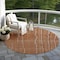 Homeroots 8' Brown Copper And Gray Round Striped Washable Indoor Outdoor Area Rug 597423 - alternate 3