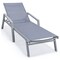 Leisuremod Marlin Grey Aluminum Patio Chaise Lounge Armchair Set of 2 with Square Fire Pit Table, Dark Grey MLAGRCF21-77DGR2 - alternate 4
